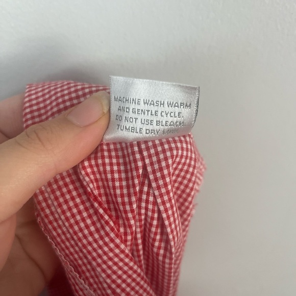 Vintage Wish upon a star red gingham Christmas tree smocked romper size 1 uni - Picture 7 of 7